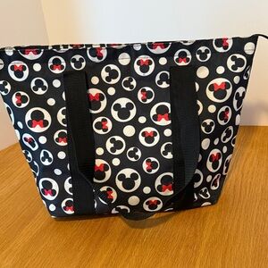 Disney Mickey and Minnie Black Zip Tote with Red Accents